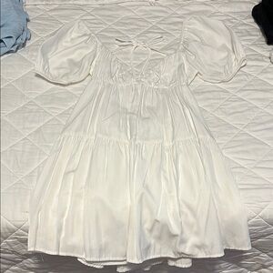 White Puff Sleeve Dress